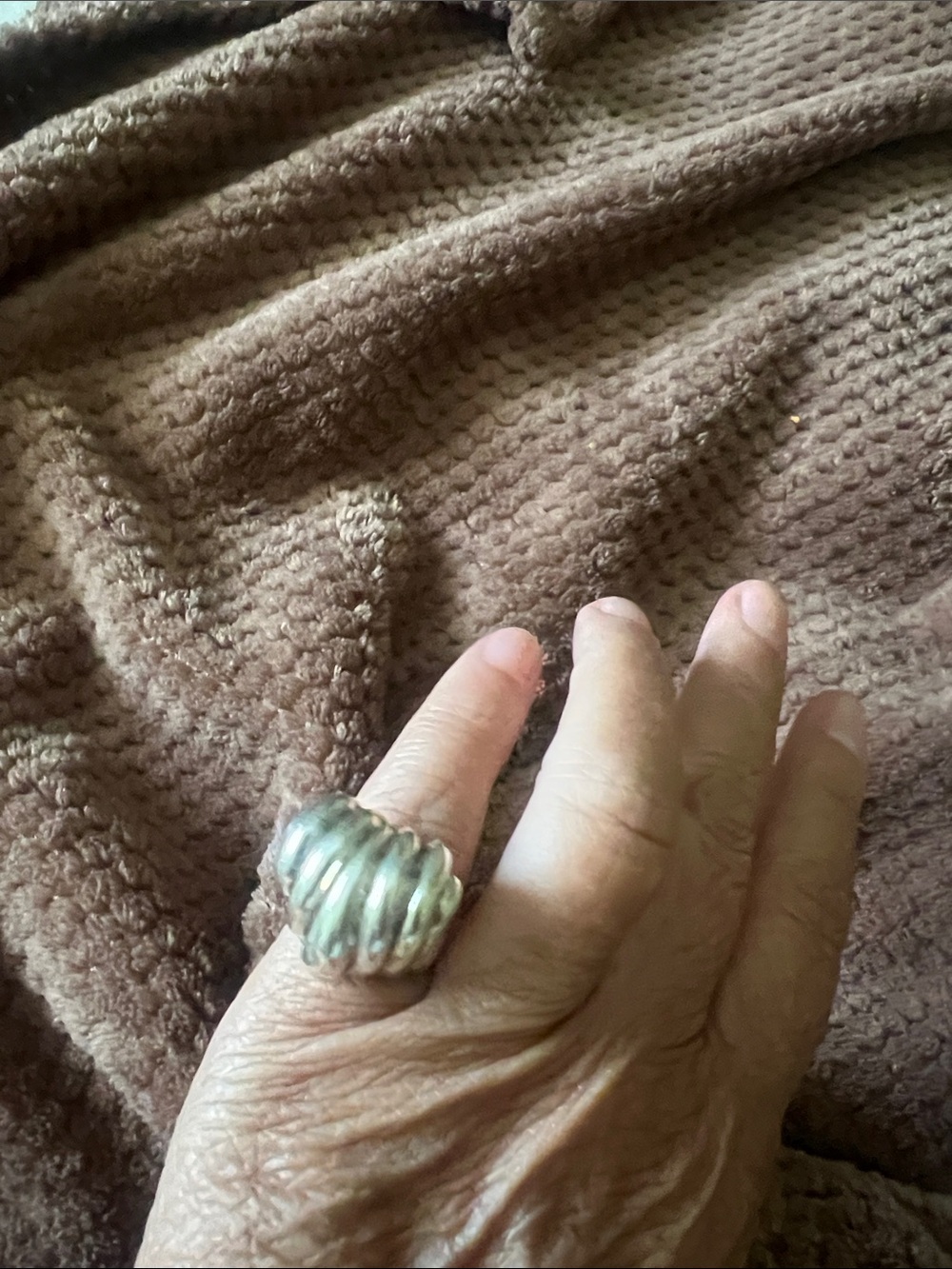 Chunky Silver Ribbed Statement Ring - Bold Metallic Look